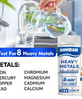 Skip The Guesswork And Nail Your Tap Water Testing Fast With These Eight Parameter Heavy Metals Strips Checking Lead Mercury Copper Cadmium Iron Chromium Calcium Plus Magnesium Straight Up. Water testing strips and glass of water.