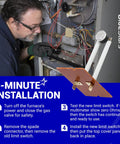 Technician installing 87F16 Furnace Primary Limit Switch Up To 140 F in Lennox furnace, safety instructions visible