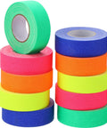 10 Roll Gaffers Tape Kit 1 Inch By 20 Yards Heavy Duty Neon Fluorescent UV Blacklight Reactive Multipurpose Tape For Party Decor Floor Markings Stage Setup And Craft Projects, showing vibrant colored rolls.