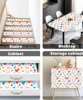 Heart And Star Romance Pattern Peel And Stick Wallpaper Removable Self Adhesive Wall Covering on stairs, desktop, cabinets, storage cabinet.