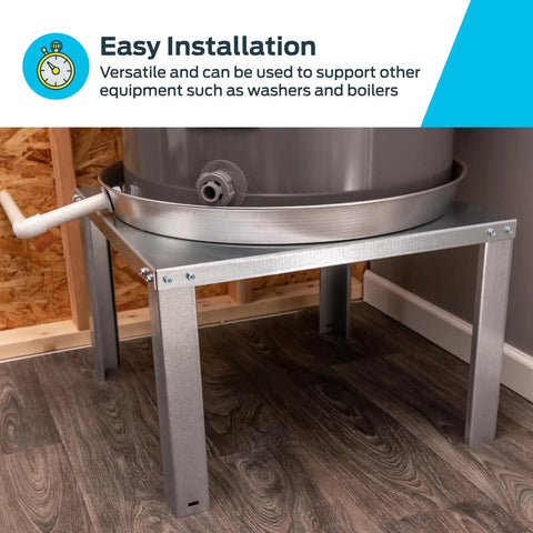 22 Inch Water Heater Stand For Up To 52 Gallons, Unassembled QuickStand System Elevates Heater in Garage on Galvanized Steel