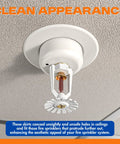 Top Quality White Fire Sprinkler Escutcheon Skirt With A Polished Flush Design And Seamless Wall Gap Cover installed on a ceiling.