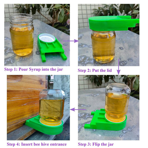 Green Bee Hive Feeder Kit Eight Pack for Easy Water or Sugar Syrup Feeding in Hives Drip Free Vacuum Seal Quick Install steps