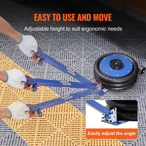 Adjustable height of Heavy Duty Triple Bag Air Jack 5 Ton 11000 Lb Pneumatic Car Hoist for Trucks and SUV in use.