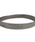 Seventy Point Five Inch Long Bi Metal M42 Bandsaw Blade One Half Inch Wide Zero Point Zero Two Five Inch Thick 24 TPI For Cutting Soft Ferrous Metal Not For Aluminum Or Non Ferrous Use With Pipe Tube Profiles. Coiled blade on white background, showing the "imachinist" label.