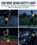 Various people wearing the Lit Up Rechargeable LED Armband 6 Piece Set For Night Walks Runs And Rides Ultra Light Silicone Wrist Lights With Long Lasting Battery No Bounce Comfort Secure Fit Easy Clip On during nighttime activities like cycling, running, and walking.