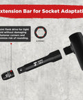 Beast Mode Impact Socket Set With Three Eighths Inch Drive Fifty Piece SAE And Metric 6 Point Sockets extension bar in focus.