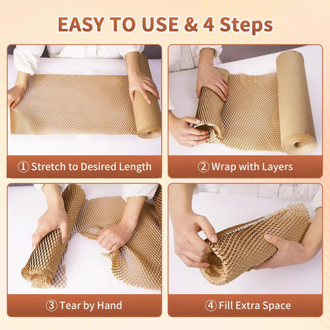Eco Friendly Honeycomb Packing Paper Roll 15 Inch By 131 Feet Perforated Cushion Wrap steps for packaging fragile items