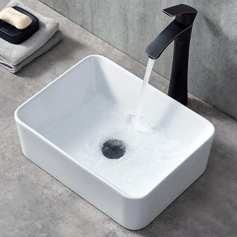 Ceramic Vessel Sink 16x12 Inch For Modern Bathroom Vanity Bowl With A Rock Solid Glaze And Bangin Style Easy Install Drop In Or Undermount Mounting Great Choice For Small Baths Powder Rooms And Guest Bathrooms
