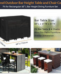 Outdoor Bar Height Table Cover Waterproof 60 Inch Long Rectangular Patio Furniture Cover For Tall Bar Tables And Outdoor Dining Sets Heavy Duty 600D Oxford PU Back Fabric 100 Percent Waterproof