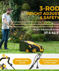 Man using 16 Inch 2 In 1 Electric Dethatcher And Scarifier with 5 Position Depth Adjustment for Lawns, 15 Amp Copper Motor