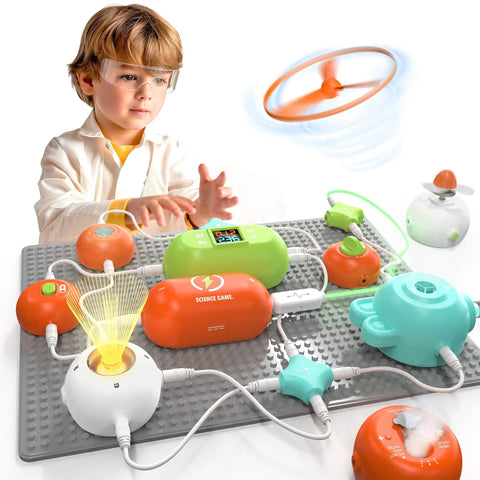 Child using Hands On STEM Electronics Exploration Kit With Over 420 Projects And 35 Circuit Parts A Kid Friendly Totally Fun Learning Toy For Boys And Girls Ages 3 Through 12 Ideal For Home School And Everyday STEM Play
