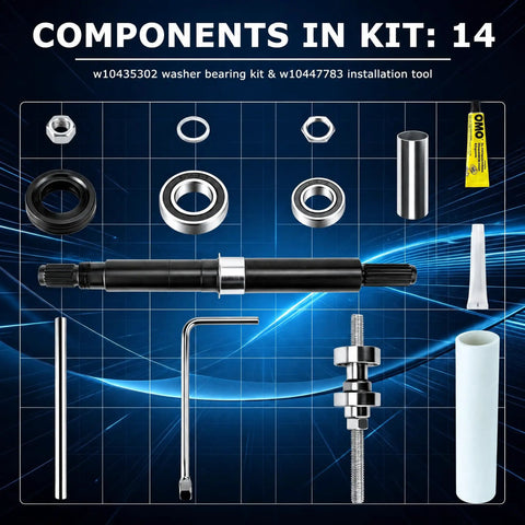 W10435302 Tub Seal And Bearing Kit With Drive Shaft Replacement For Whirlpool Cabrio Maytag Bravos Xl Kenmore Oasis Top Load Washer motor coupler components.