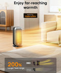 Quiet 1500W Space Heater With Remote, Oscillating 70 Degrees, Fast Heating, PTC Ceramic for Desk Office Bedroom displayed in living room