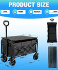 500 Pound All Terrain Collapsible Wagon With Foldable Table Built Tough Heavy Duty Cart dimensions and components view