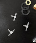 20 Pieces Plastic Reducing Tee Fittings Set, Leakproof No Fuss T Shaped Pipe Connectors, Easy Install, Stable Flow, Ideal For Chemical And Mechanical Industries, Multi Industry Pipe Adapters, plastic barbed tees on black surface