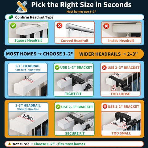 Guide for Easy Install No Drill Curtain Rod Bracket Set For Standard 1 To 2 Inch Headrails Black Finish Fits Most Home Windows 3 Pack