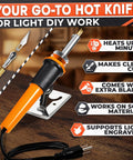 Awesome Hot Knife Plastic Cutter Tool Set With 30W Power And 55 Inch Long Cable includes a hot knife for clean DIY cuts.