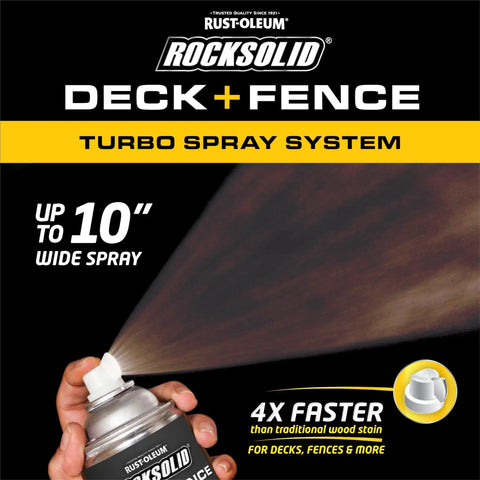Hardcore Deck And Fence Stain With Gnarly UV Protection Black Walnut Oil Base in a spray can with 10-inch spray feature.
