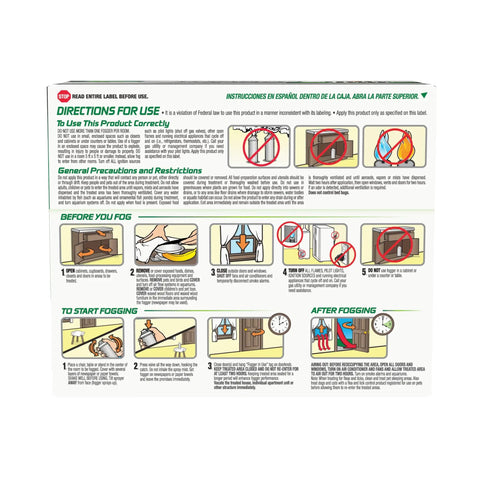 Savage Insect Killer Fogger With Odor Neutralizer instructions on safe usage and precautions for effective fogging.