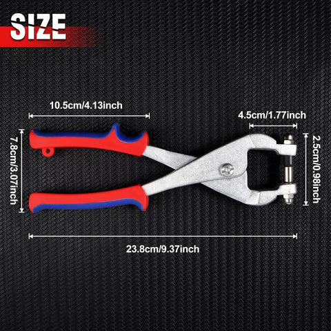 Beefy Built To Last Ceiling Grid Punch Pliers Kit with 3.3mm Hole Punch, carbon steel, size dimensions shown