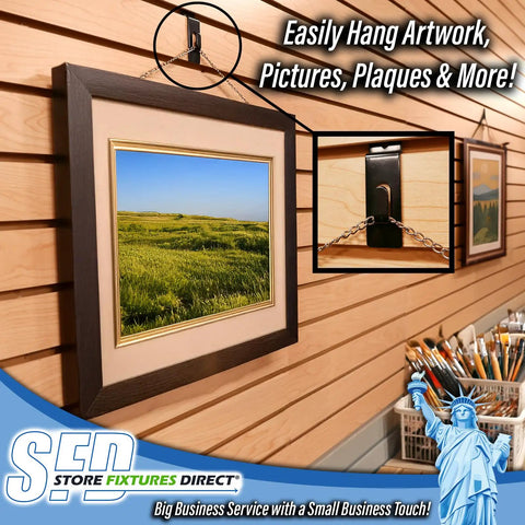 Notch Hook Picture Hanger For Slat Grid And Wall Panel Systems Black Finish hanging a framed landscape photo