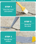 Application steps of Heavy Duty Self Leveling Concrete Crack Filler For Driveways, Patios And Garages, Universal Cement Repair Sealant For Asphalt Brick Tile And Metal, All In One Masonry Patch With Super Grip Formula 4.4 Lb.