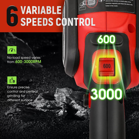 7 Inch Concrete Grinder Kit With Dust Extraction Shroud 1580W Power 3000 RPM Built Tough Angle Grinder speed control display