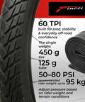 Close-up of 700x35c Foldable Tire Set 37-622 For City Commuter And Hybrid Bikes With 60 TPI Nylon Anti-Puncture Protection display