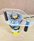 TrimFit Pro Dual Grip Router Base Plate For DeWalt DWP611 And DCW600B with 6x10 clear acrylic, dual handles installed on router