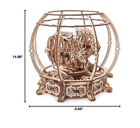 Geared Mechanical Aquarium Model Kit 3D Puzzle Wooden Kit For Adults With Hidden Seahorse, Two Tropical Fish Circling An Algae Forest At Different Speeds, A Mind Bending Brain Teaser For Home Decor And Fun Hobby Set, 14.88in x 6.69in