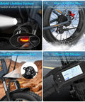 All-Terrain Fat Tire Electric Bike For Adults With 1500W Peak Power 30 MPH Top Speed features and visual details including LCD display, tires, and lighting.