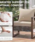 Beige Outdoor Seat Cushion 24 By 24 Inch Waterproof And Fade Resistant Deep Seat And Back Cushion for patio furniture with handle and adjustable straps, shown on outdoor chair.