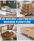 One Half Inch Small Caster Wheels Single Screw Mounting, visible under lightweight wooden furniture pieces in bedroom and living room setup