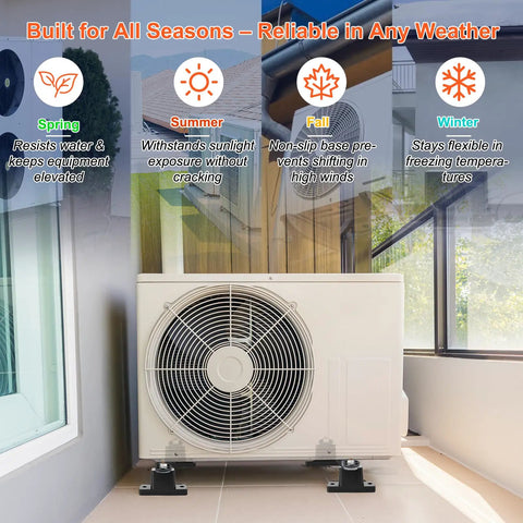 Heavy Duty Anti Vibration Rubber Mounting Brackets With Eight Expansion Screws For Mini Split Air Conditioner Feet on outdoor unit in all seasons.