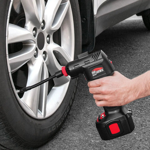 Cordless Tire Inflator With Digital Gauge And LED Light, Portable Air Compressor For Cars And SUVs, Auto Shutoff At Target Pressure, Flexible 5 Inch Hose And Quick Connect Nozzle For Easy Inflation