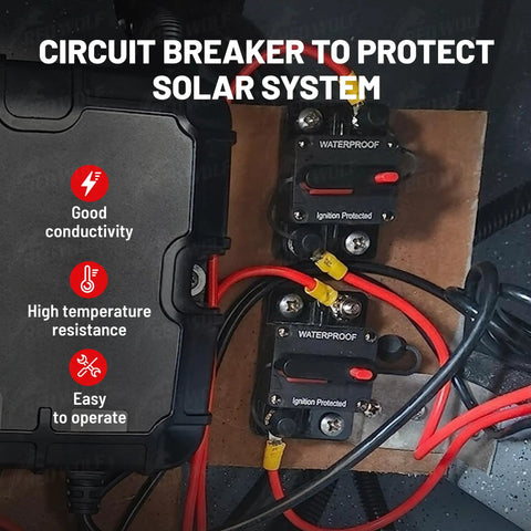 120 Amp Car Circuit Breaker With Manual Reset, Inline Fuse Holder for Inverters, Marine Trolling, and RV Setups installed view