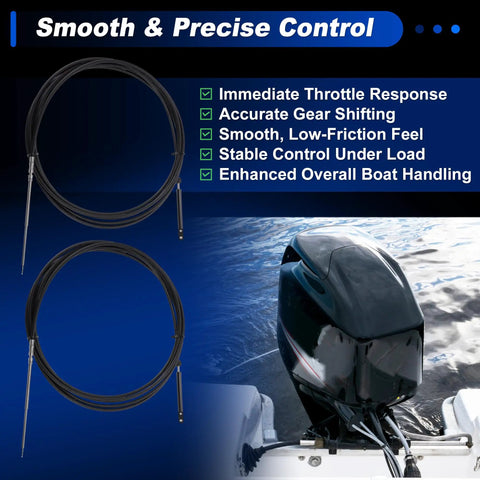 Two Pack 7 Meter Boat Throttle And Shift Cable For Mercury MerCruiser Outboard Engine Remote Cable Replacement OE CCX18924 Black