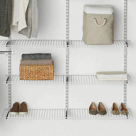 Expandable 26 Inch Shelf Kit Two Shelves White With Durable Epoxy Finish for home organization in closet setup