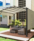 Retractable Pergola Canopy For Outdoor Patio 11 By 11 Feet Arched Sun Shade Shelter With Steel Frame And UV Protected Beige Cover