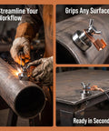 Heavy Duty 6pc Magnetic Welding Ground Clamps With Strong Copper Tail Connectors For Tough Jobs And Cutting Projects The Ultimate Upgrade Toolkits You Need Right Now on metal pipe with sparks.