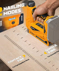 Slick Cordless Brad Nailer And T50 Stapler Compatible With Dewalt 20V Battery, showcasing dual nailing modes for woodworking.
