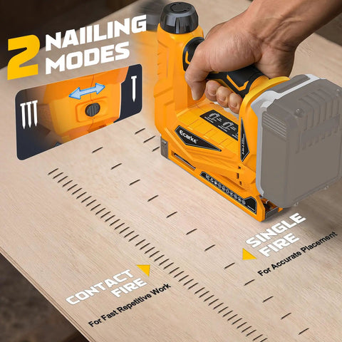 Slick Cordless Brad Nailer And T50 Stapler Compatible With Dewalt 20V Battery, showcasing dual nailing modes for woodworking.