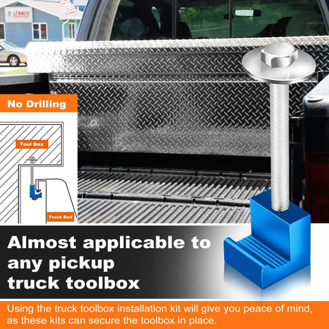 Beefy Heavy Duty Aluminum Truck Tool Box Mounting Kit With Lock Nuts Universal Bed Toolbox Tie Downs Organizer Blue