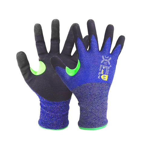 Ultra Thin 24G A5 Cut Resistant Gloves With HPPE Breathable Grippy High Dexterity Fit Nitrile Palm Coating With Micro Foam Grip For Precision Cutting Touchscreen Friendly Chemical Foamed Nitrile 3 Pairs Pack