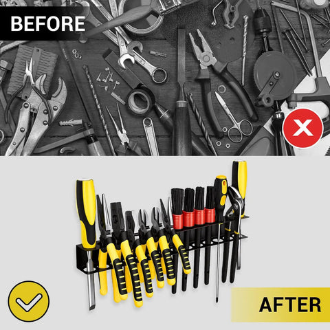 Heavy Duty Wall Mount Screwdrivers And Pliers Organizer Rack For Garage Workshop And Tool Chest Built From Rugged Steel Construction Space Saving Tool Holder For Full Size Screwdrivers And Pliers