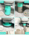 LEKOMESH diamond tile drill set with green arbor; includes 25/35mm core bits and 50mm chamfer bit for porcelain tile