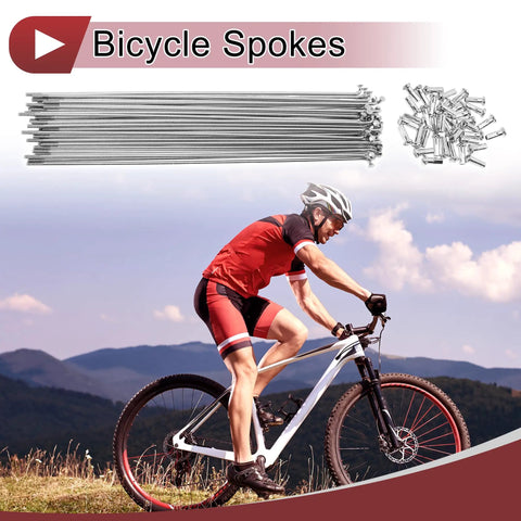 38 Piece 13G Bicycle Spokes Set, 225mm Length, Carbon Steel Silver Tone For Replacing Broken Wheel Spokes On Road And MTB Bikes, Nipples Included, Built Tough, Smooth Ride Upgrade