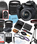 DSLR Camera Bundle With EF-S 18-55mm Lens SanDisk 32GB Card Tripod Case Wide Angle Lenses ZeeTech Accessory Kit Visible