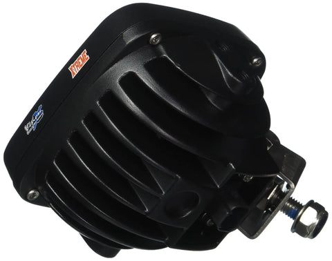 Back view of Xtreme Black 4 Inch Square 5W Wide LED Flood Light With Prime Drive Technology showing heat sink and mount